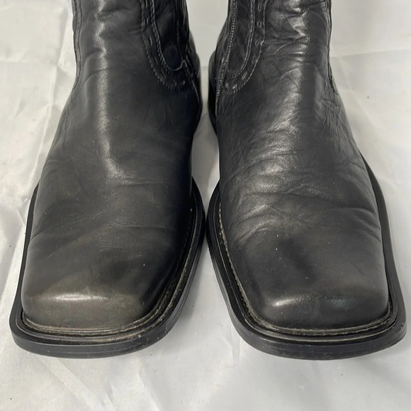 VINTAGE Spring Mens Biliotto Black Square Toe Western Ankle Boots Side Zip 43 - Picture 3 of 12